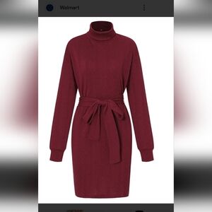 Tahari Maroon Long Sleeve Dress